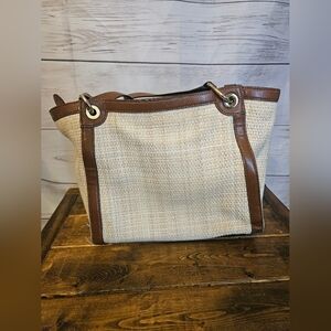 Ralph Lauren Woven Straw Beige Tote Bag Classic Preppy Hangbag